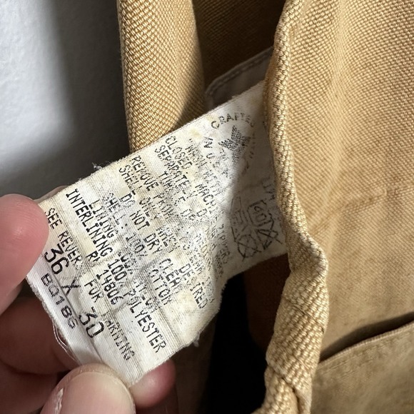 VINTAGE Carhartt Double Knee Quilt Lined Overalls Tan Thrashed USA 36x30 Brown - Picture 13 of 16